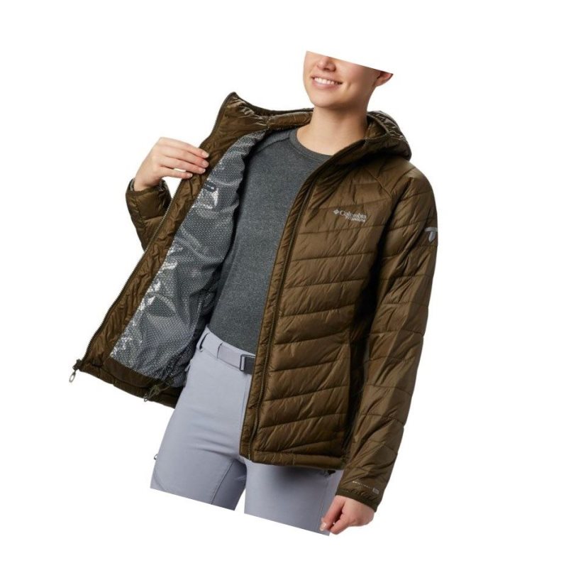 Columbia Snow Country Hooded Mont Kadın Zeytin Yeşili | 78692-DFSG