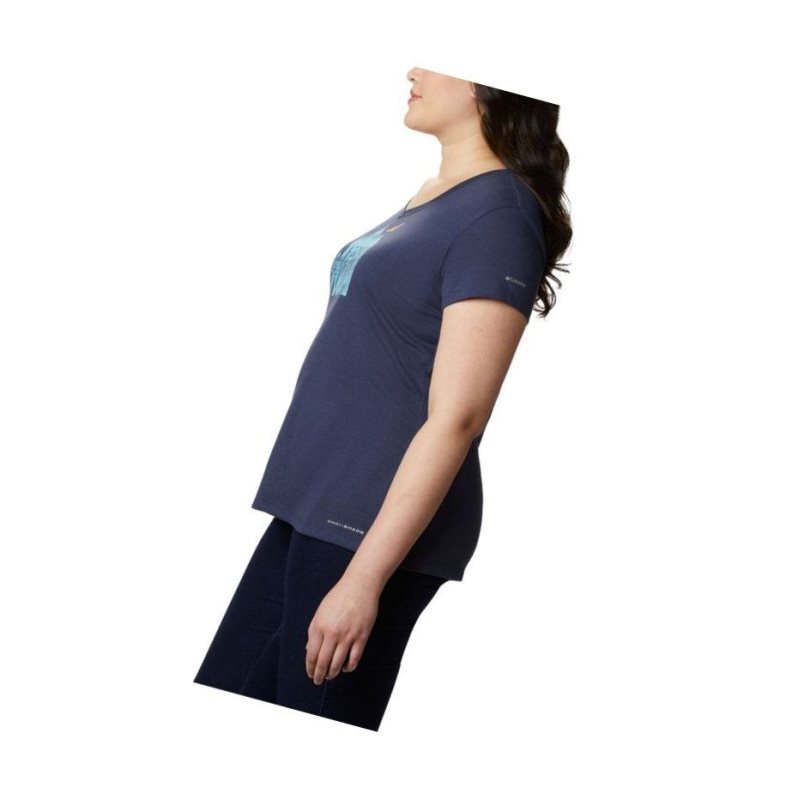 Columbia Solar Shield Graphic Plus Size Tişört Kadın Lacivert | 79654-AZJG