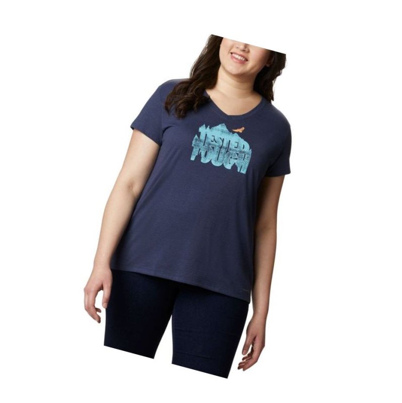 Columbia Solar Shield Graphic Plus Size Tişört Kadın Lacivert | 79654-AZJG