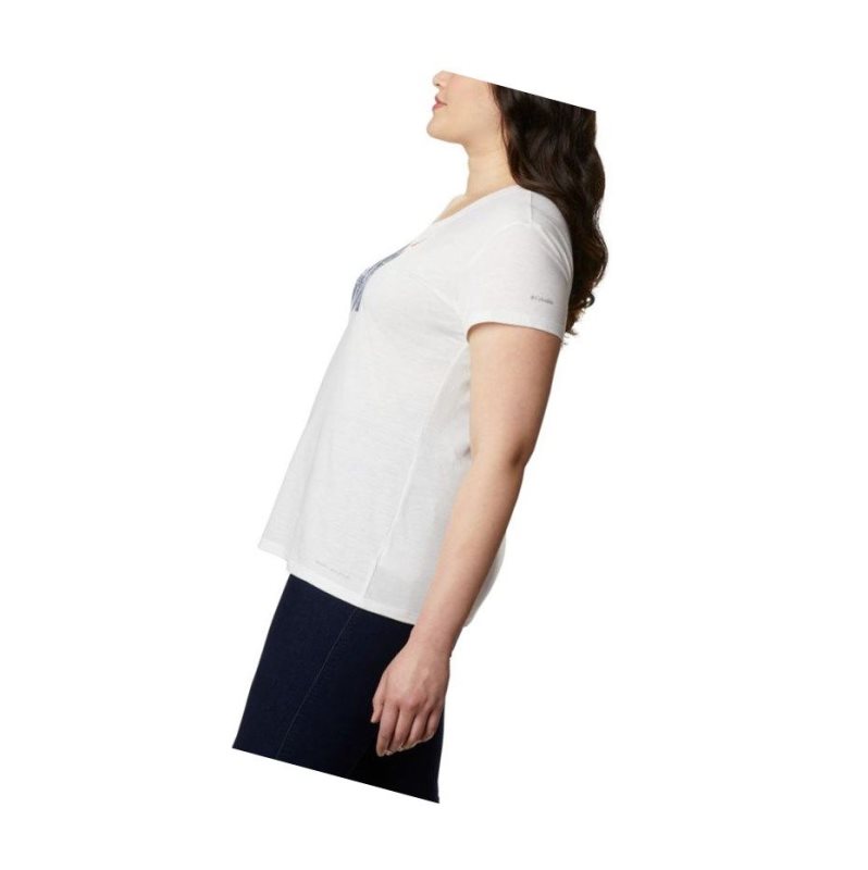 Columbia Solar Shield Graphic Plus Size Tişört Kadın Beyaz | 97023-QCVZ
