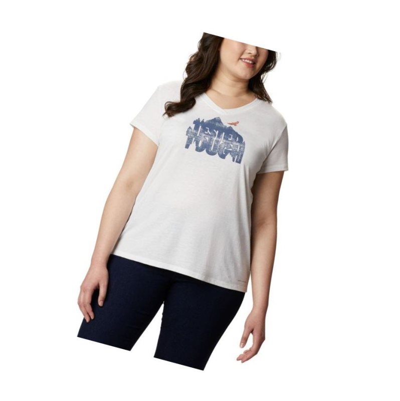 Columbia Solar Shield Graphic Plus Size Tişört Kadın Beyaz | 97023-QCVZ