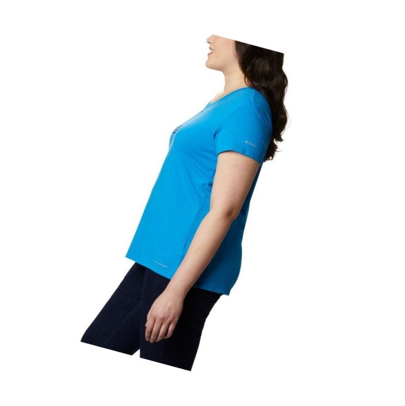 Columbia Solar Shield Graphic Plus Size Tişört Kadın Mavi | 24617-SJQX