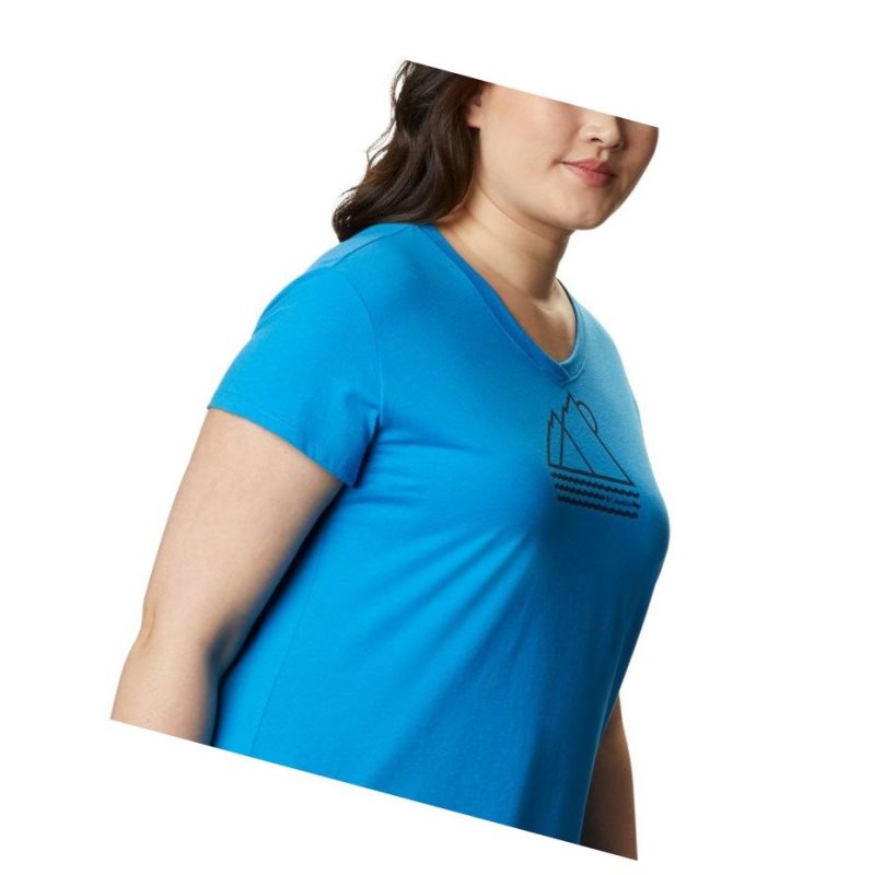 Columbia Solar Shield Graphic Plus Size Tişört Kadın Mavi | 24617-SJQX