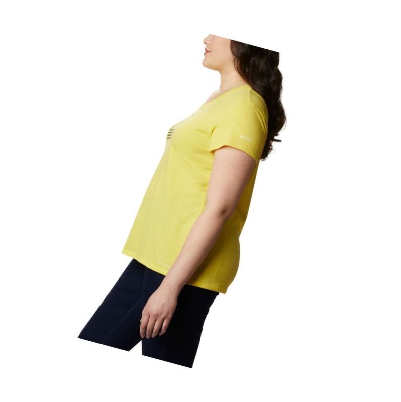 Columbia Solar Shield Graphic Plus Size Tişört Kadın Sarı | 17925-LBVZ