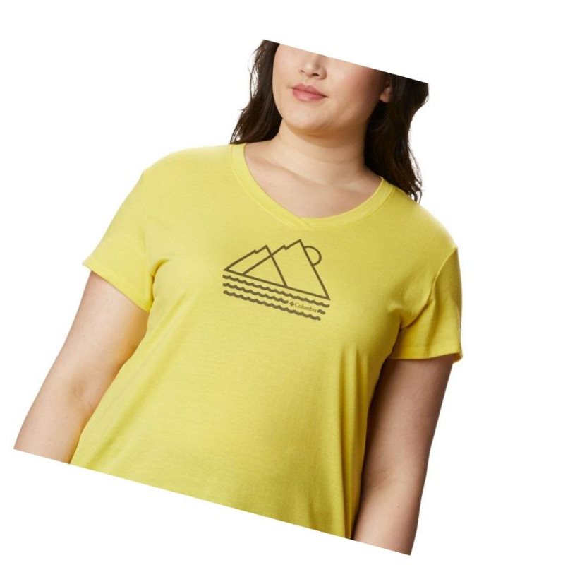 Columbia Solar Shield Graphic Plus Size Tişört Kadın Sarı | 17925-LBVZ