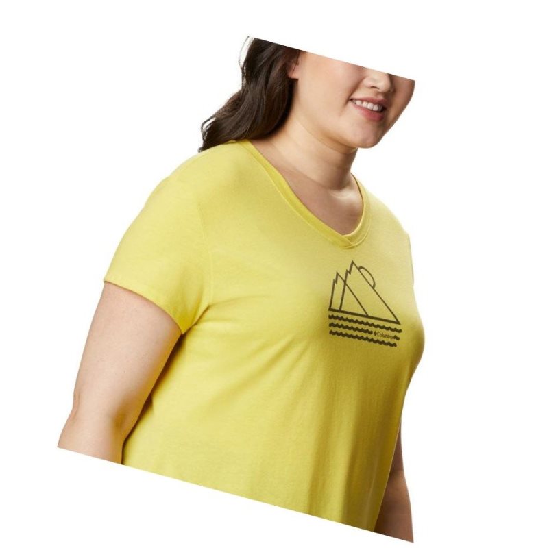 Columbia Solar Shield Graphic Plus Size Tişört Kadın Sarı | 17925-LBVZ