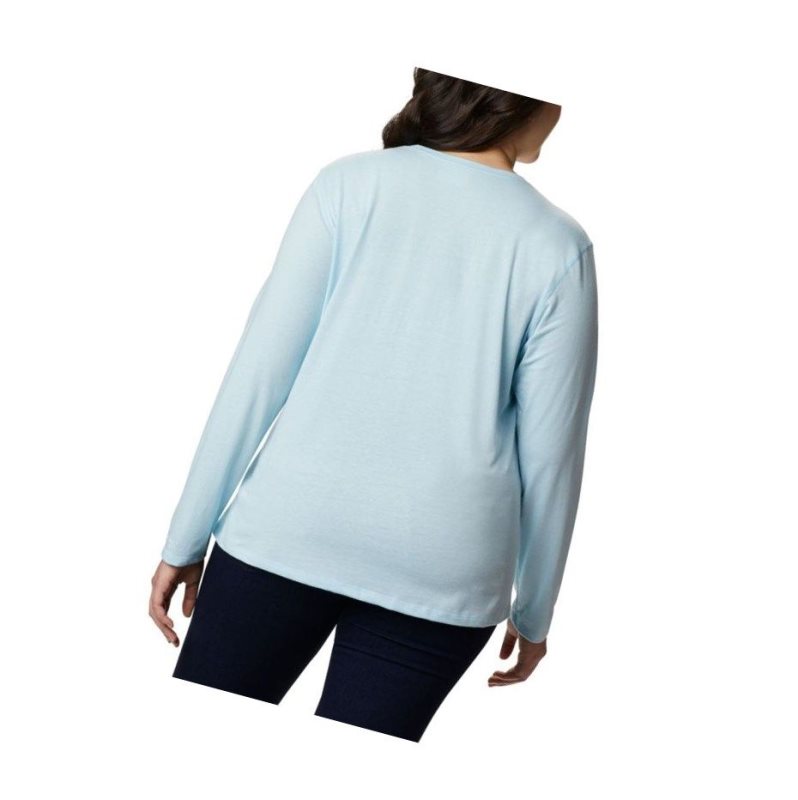 Columbia Solar Shield Long Sleeve Plus Size Sweatshirt Kadın Mavi | 94865-SXQU