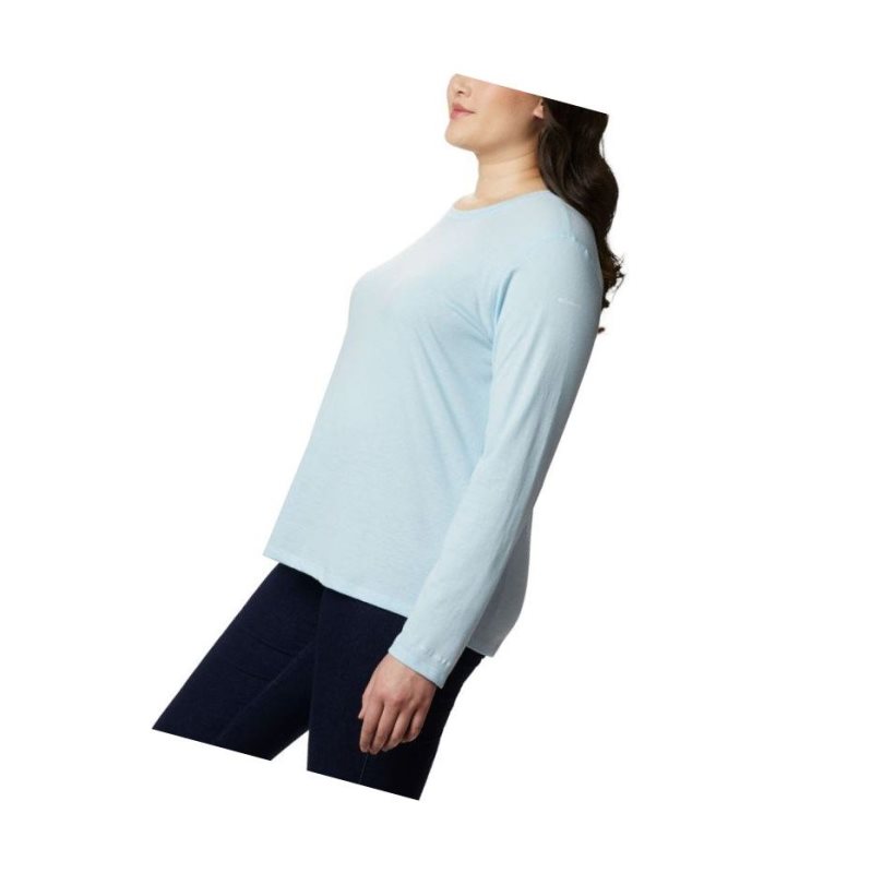 Columbia Solar Shield Long Sleeve Plus Size Sweatshirt Kadın Mavi | 94865-SXQU