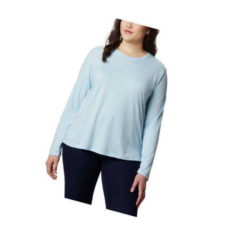 Columbia Solar Shield Long Sleeve Plus Size Sweatshirt Kadın Mavi | 94865-SXQU