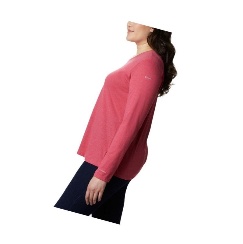 Columbia Solar Shield Long Sleeve Plus Size Sweatshirt Kadın Pembe | 05693-SPAJ