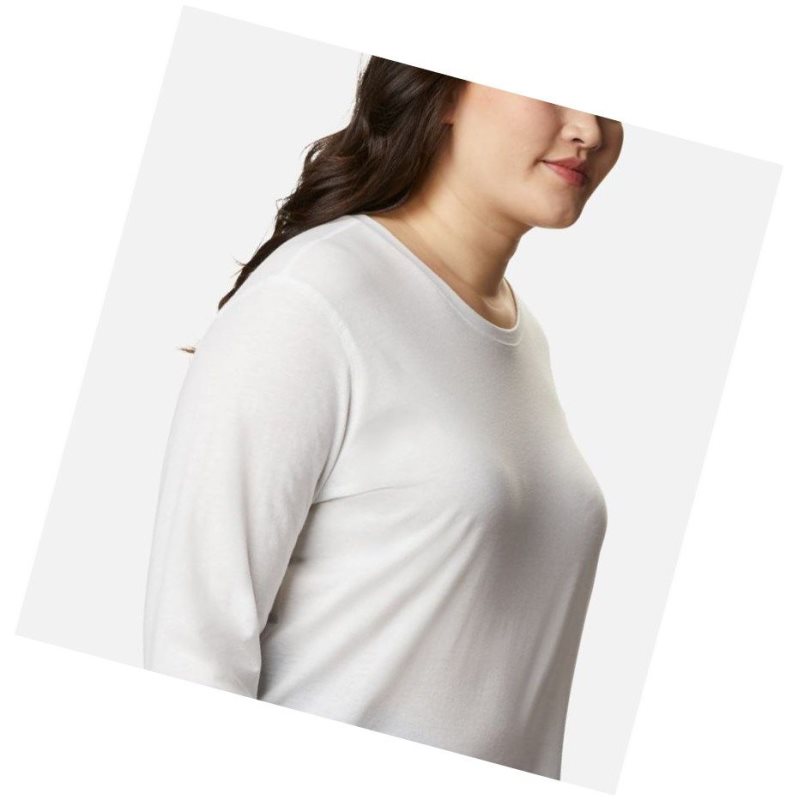 Columbia Solar Shield Long Sleeve Plus Size Sweatshirt Kadın Beyaz | 01243-JIKR