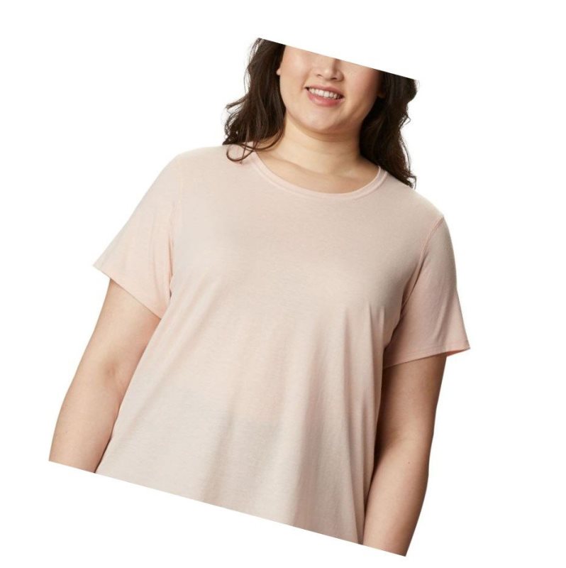 Columbia Solar Shield Short Sleeve Plus Size Tişört Kadın Pembe | 96251-ZOEJ