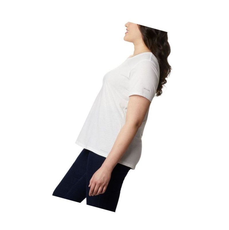 Columbia Solar Shield Short Sleeve Plus Size Tişört Kadın Beyaz | 35817-UEFN