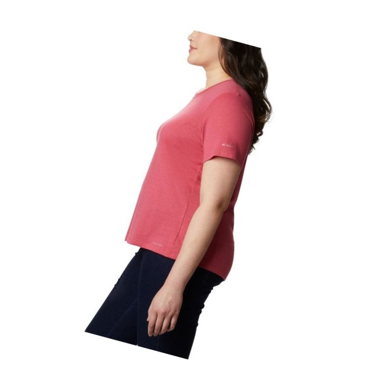 Columbia Solar Shield Short Sleeve Plus Size Tişört Kadın Pembe | 15372-ZBDM