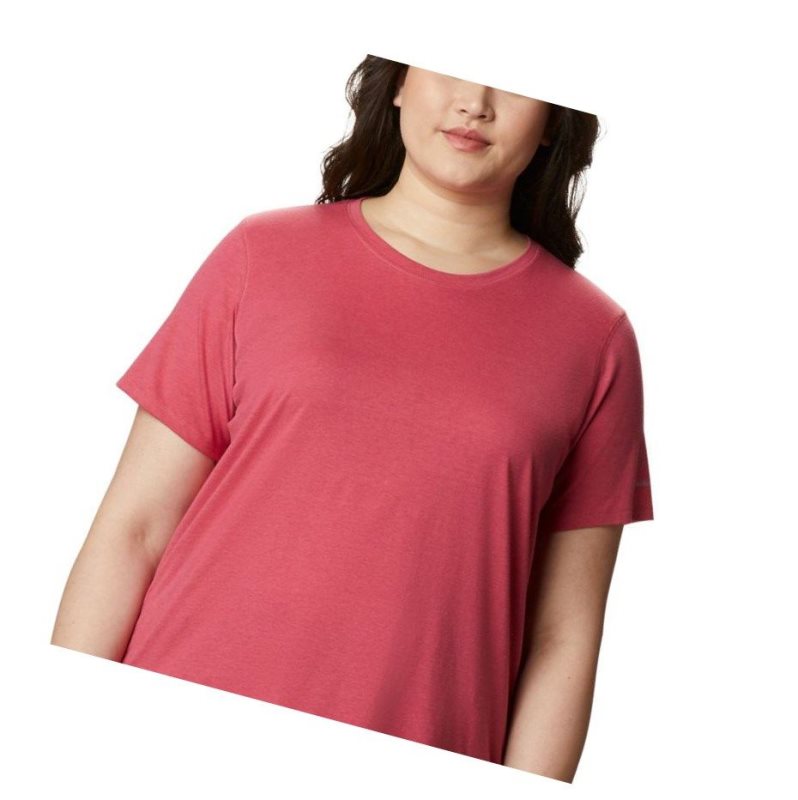 Columbia Solar Shield Short Sleeve Plus Size Tişört Kadın Pembe | 15372-ZBDM