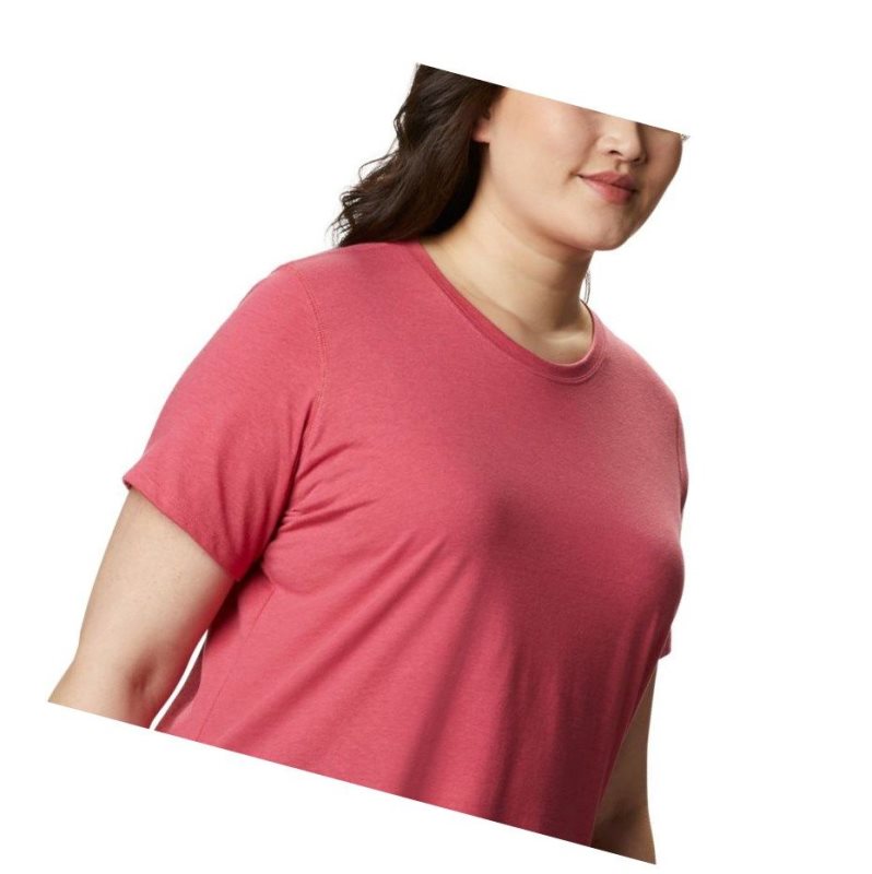 Columbia Solar Shield Short Sleeve Plus Size Tişört Kadın Pembe | 15372-ZBDM