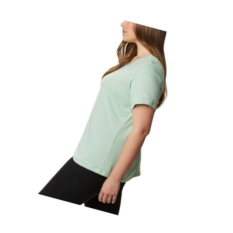 Columbia Solar Shield Short Sleeve Plus Size Tişört Kadın Nane | 09823-NMRJ