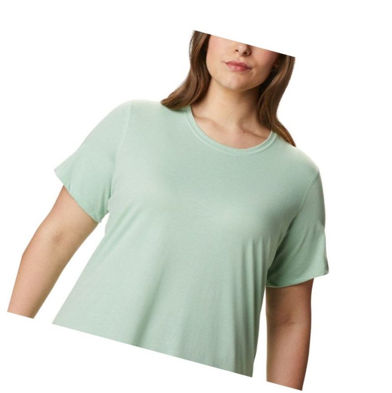 Columbia Solar Shield Short Sleeve Plus Size Tişört Kadın Nane | 09823-NMRJ