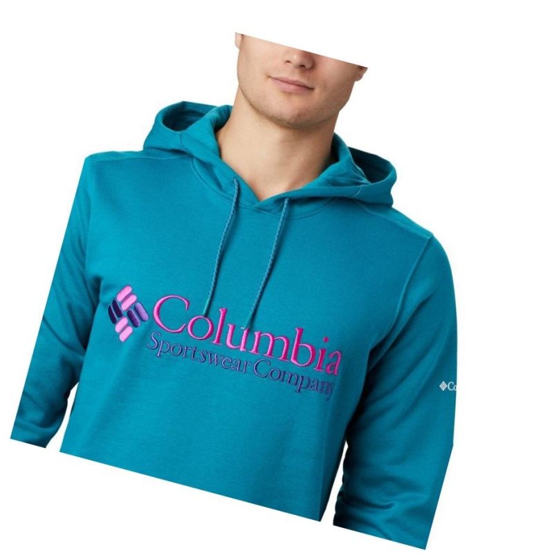 Columbia South Lake Logo Kapşonlu Erkek Mavi | 90473-VKYF
