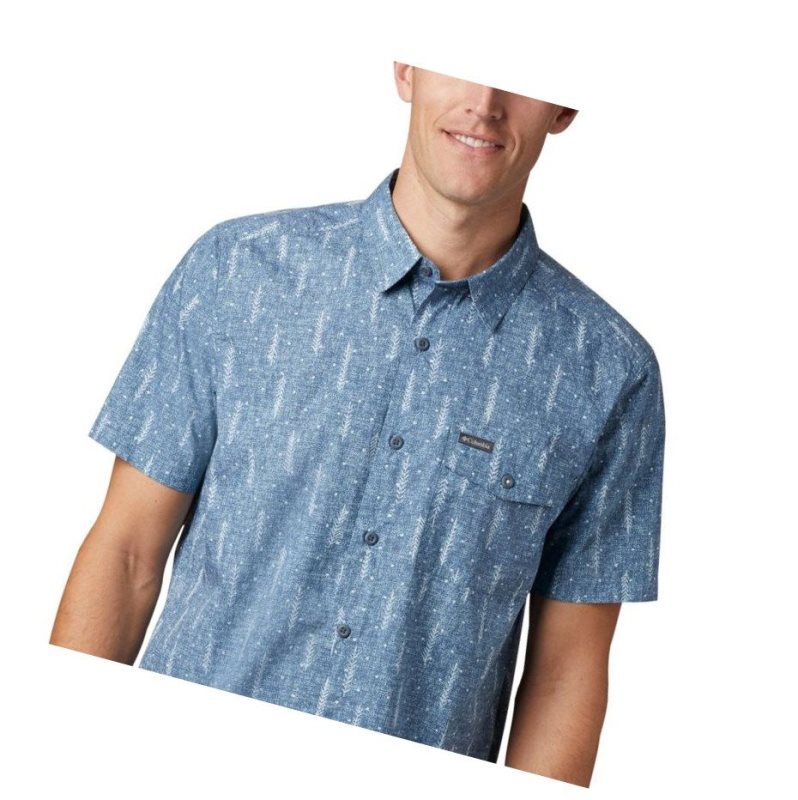 Columbia Summer Chill Short Sleeve Gömlek Erkek Mavi | 91802-QDAN