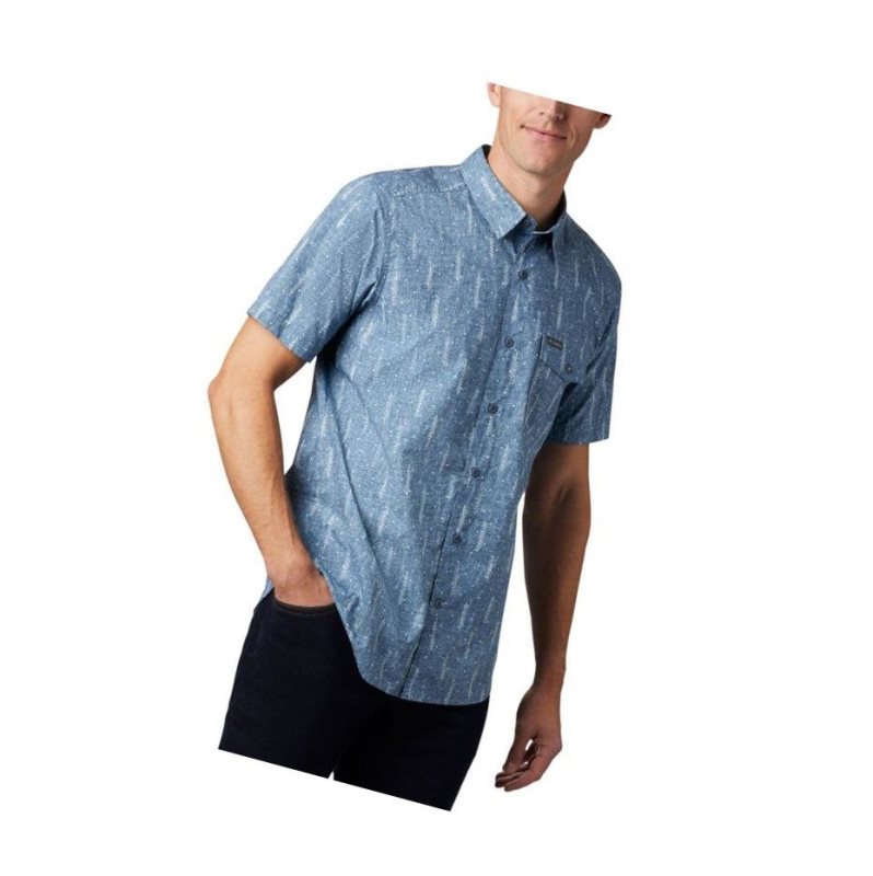 Columbia Summer Chill Short Sleeve Gömlek Erkek Mavi | 91802-QDAN