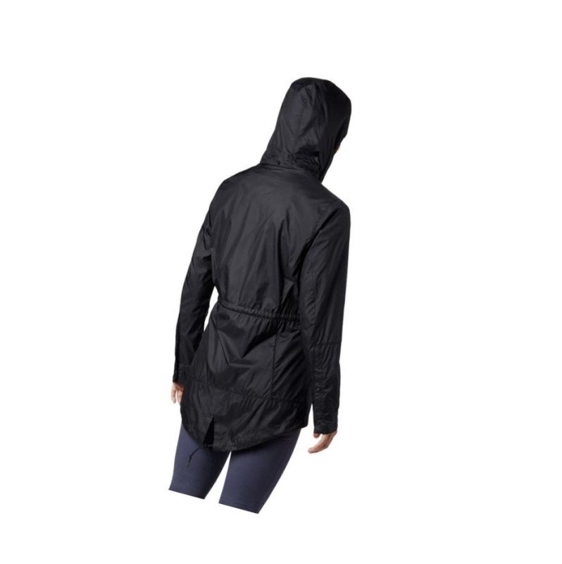 Columbia Sustina Springs Long Lined Windbreaker Mont Kadın Siyah | 08647-UTIF