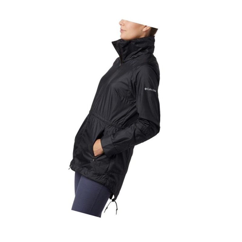Columbia Sustina Springs Long Lined Windbreaker Mont Kadın Siyah | 08647-UTIF