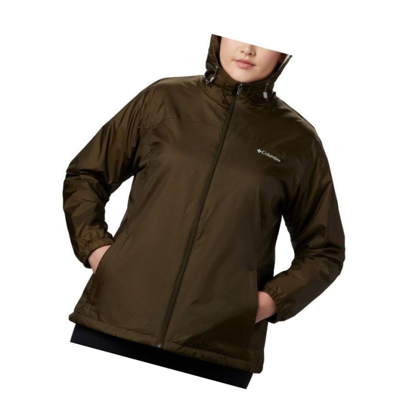 Columbia Switchback Sherpa Lined Plus Size Mont Kadın Zeytin Yeşili | 23849-FTMV
