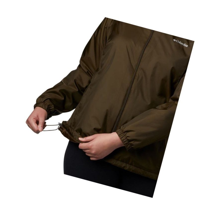 Columbia Switchback Sherpa Lined Plus Size Mont Kadın Zeytin Yeşili | 23849-FTMV