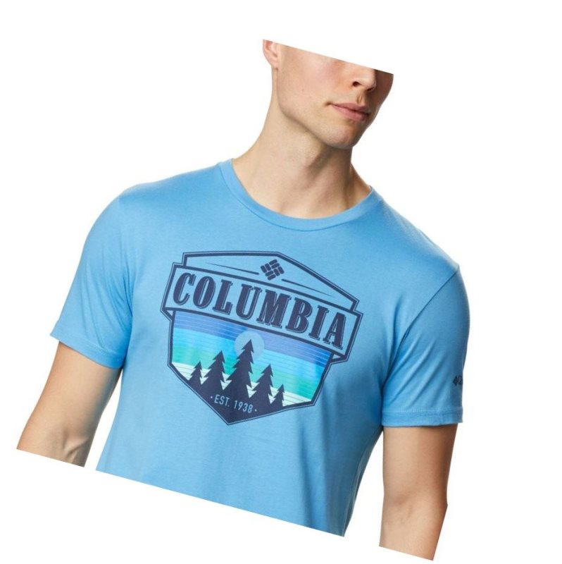 Columbia Switchback Tişört Erkek Mavi | 45682-KFNR