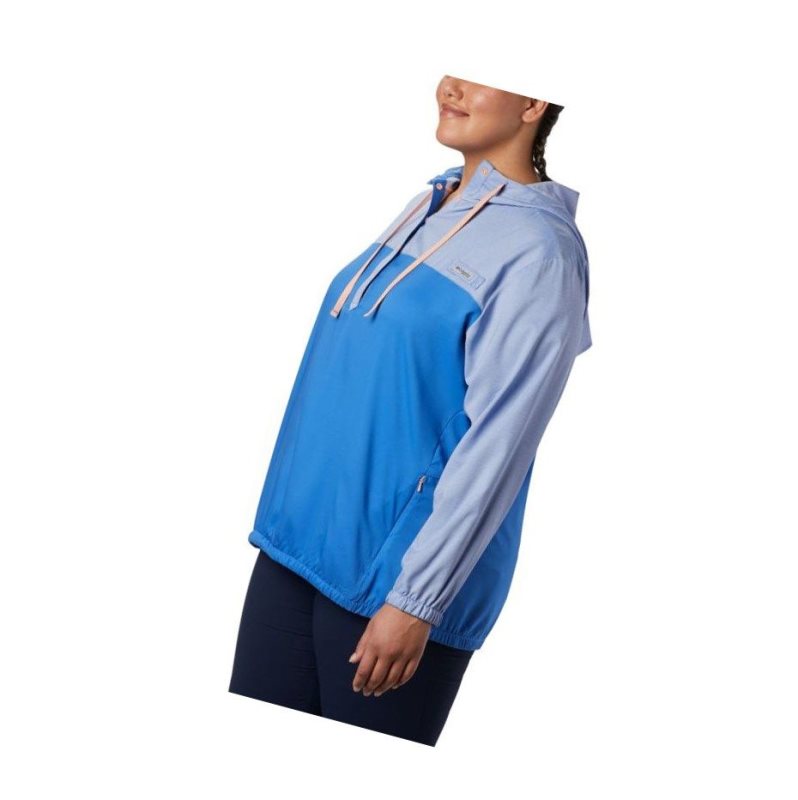 Columbia Tamiami Plus Size Kapşonlu Kadın Mavi Açık Mercan | 69203-QDKE