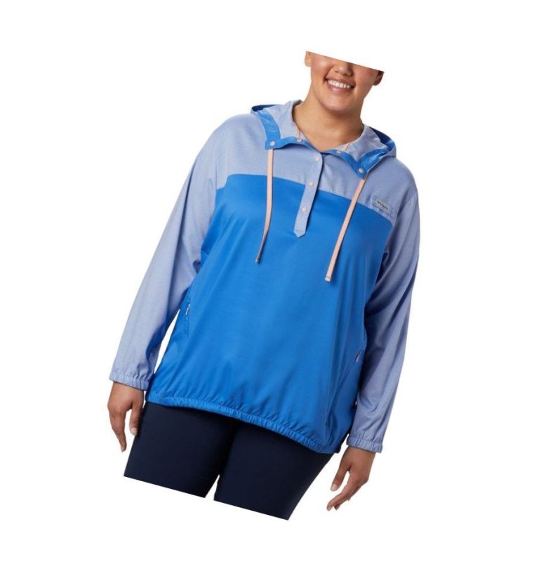 Columbia Tamiami Plus Size Kapşonlu Kadın Mavi Açık Mercan | 69203-QDKE