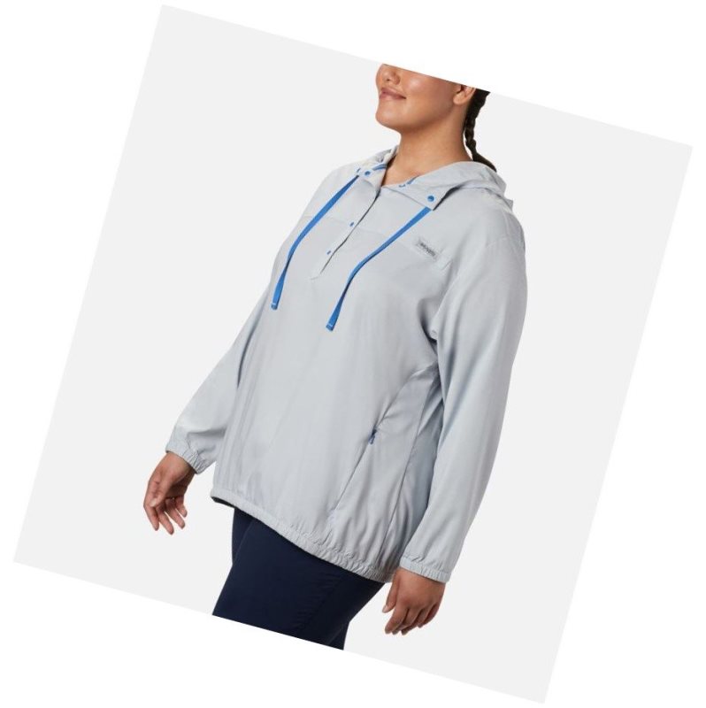 Columbia Tamiami Plus Size Kapşonlu Kadın Gri Mavi | 07653-INPR