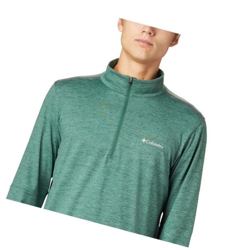 Columbia Tech Trail 1/4 Zip Sweatshirt Erkek Yeşil | 14205-TOCD