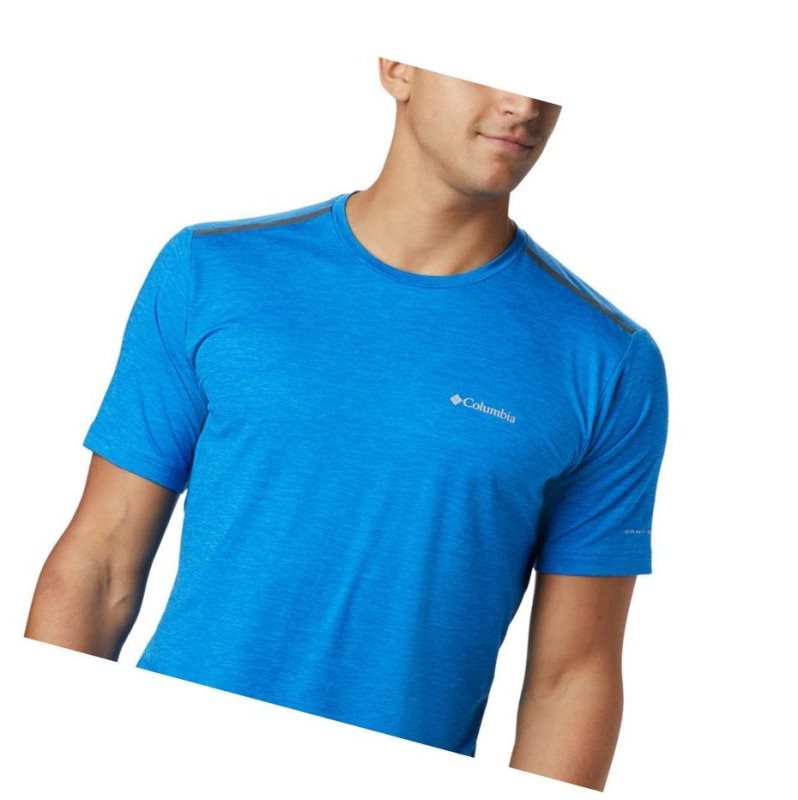 Columbia Tech Trail Crew Neck Tişört Erkek Mavi Mavi | 07684-GXAT