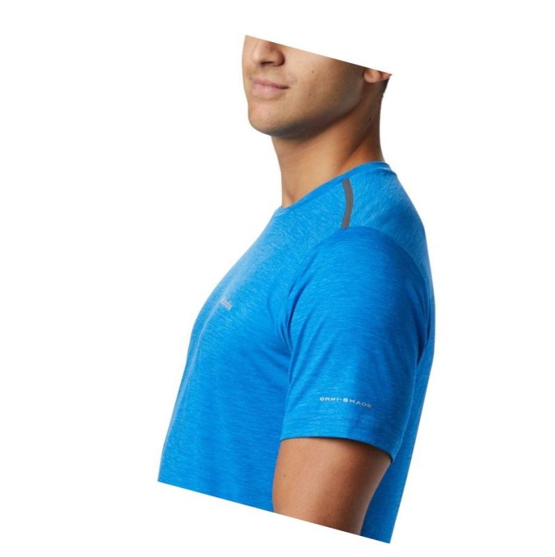 Columbia Tech Trail Crew Neck Tişört Erkek Mavi Mavi | 07684-GXAT