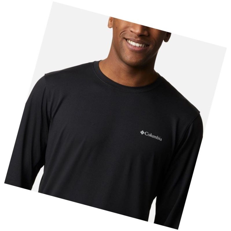 Columbia Tech Trail Long Sleeve Crew II Sweatshirt Erkek Siyah | 89312-POXQ