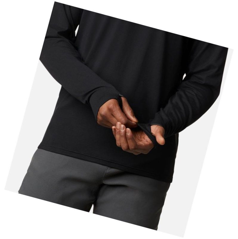 Columbia Tech Trail Long Sleeve Crew II Sweatshirt Erkek Siyah | 89312-POXQ