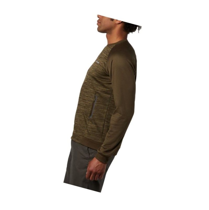 Columbia Tech Trail Midlayer Crew Sweatshirt Erkek Zeytin Yeşili | 64712-YIPN