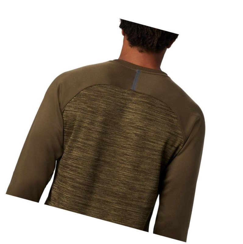 Columbia Tech Trail Midlayer Crew Sweatshirt Erkek Zeytin Yeşili | 64712-YIPN