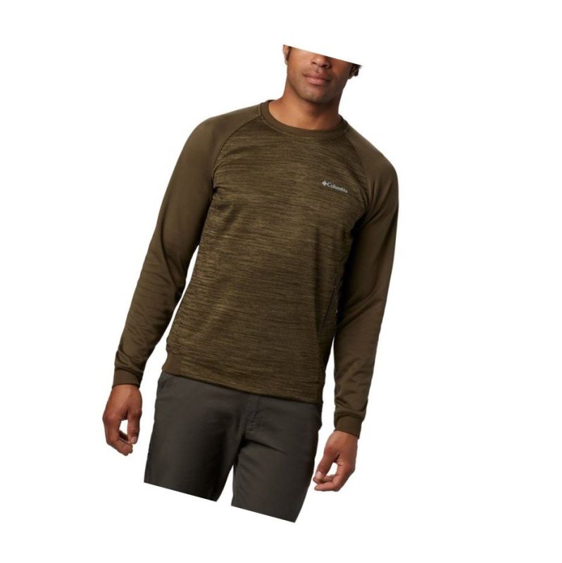 Columbia Tech Trail Midlayer Crew Sweatshirt Erkek Zeytin Yeşili | 64712-YIPN