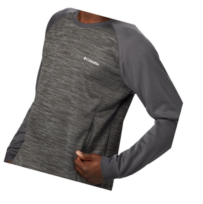 Columbia Tech Trail Midlayer Crew Sweatshirt Erkek Koyu Gri | 38269-YTMZ