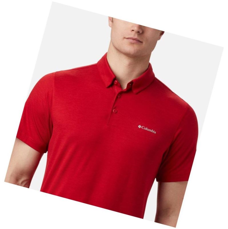 Columbia Tech Trail Polo Gömlek Erkek Mavi Kırmızı | 20489-VYXC