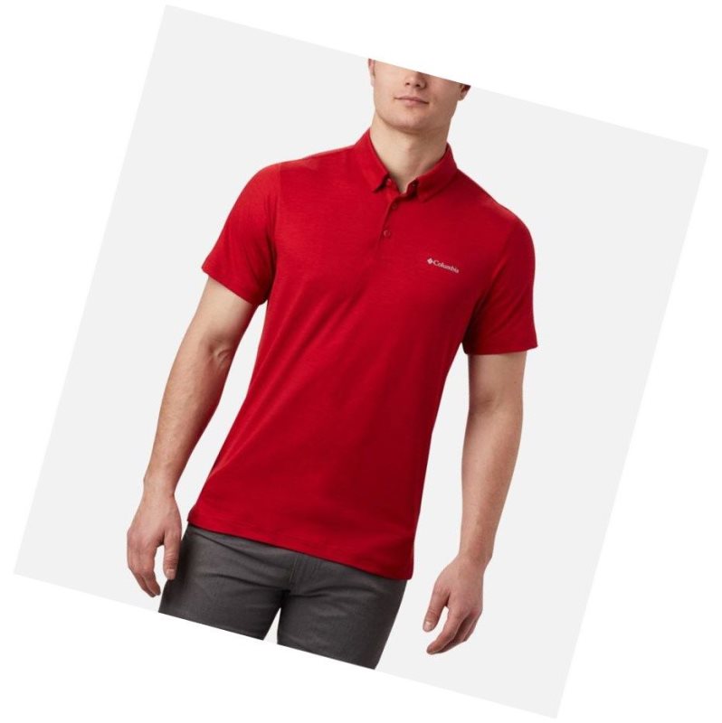 Columbia Tech Trail Polo Gömlek Erkek Mavi Kırmızı | 20489-VYXC