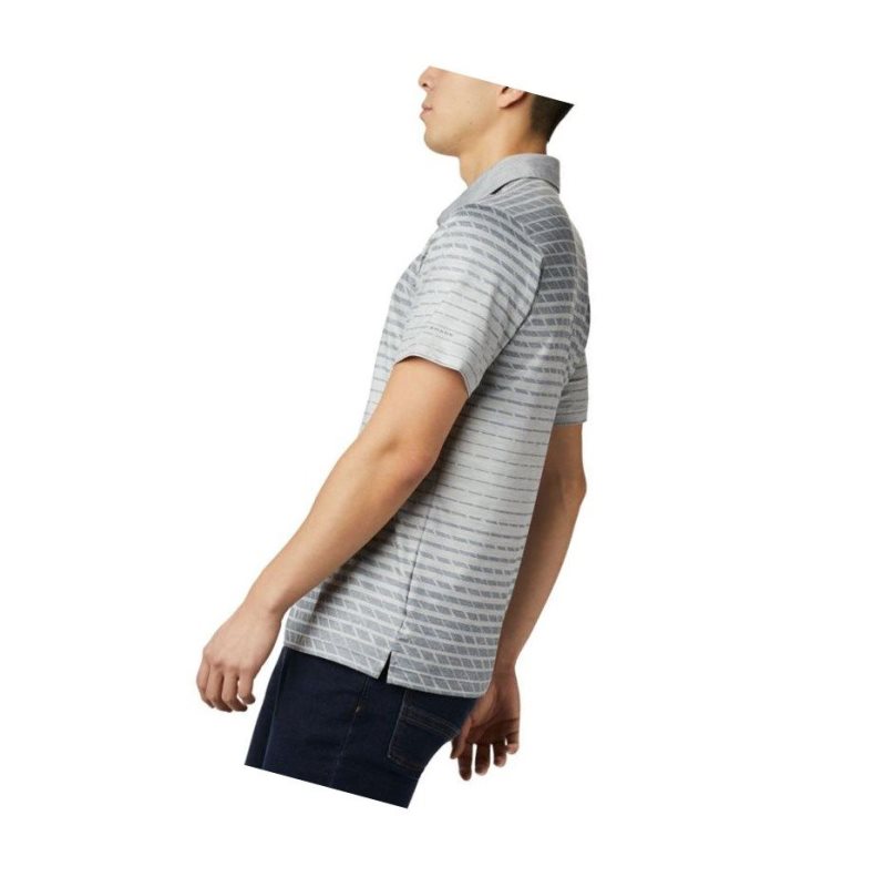 Columbia Tech Trail Print Polo Gömlek Erkek Gri | 73689-IPUH