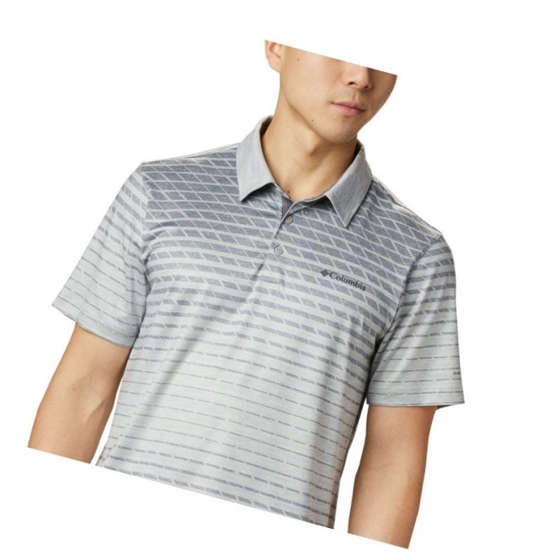 Columbia Tech Trail Print Polo Gömlek Erkek Gri | 73689-IPUH