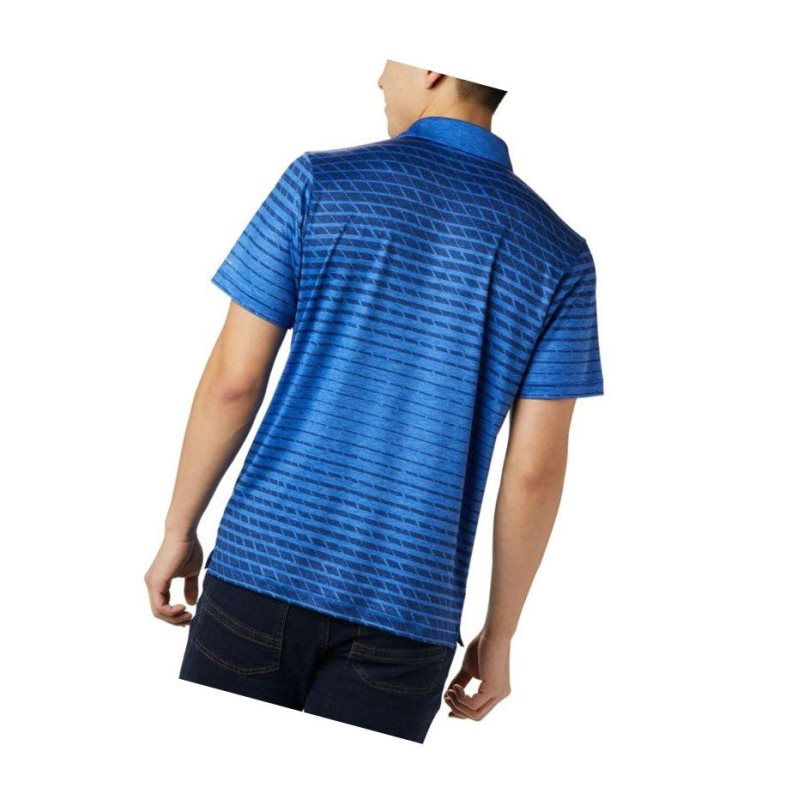 Columbia Tech Trail Print Polo Gömlek Erkek Mavi | 56270-OGCT