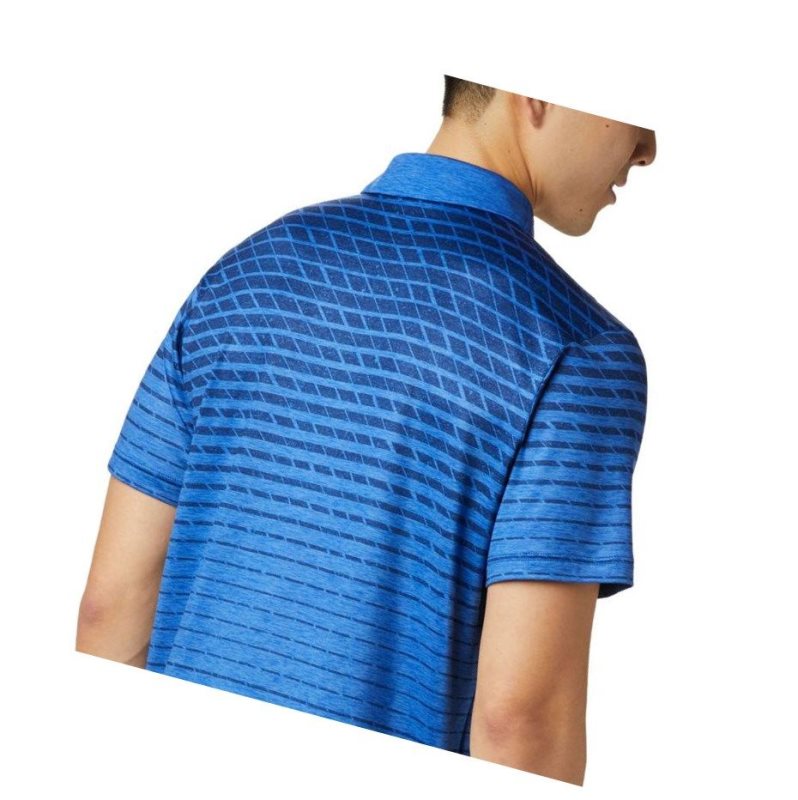 Columbia Tech Trail Print Polo Gömlek Erkek Mavi | 56270-OGCT