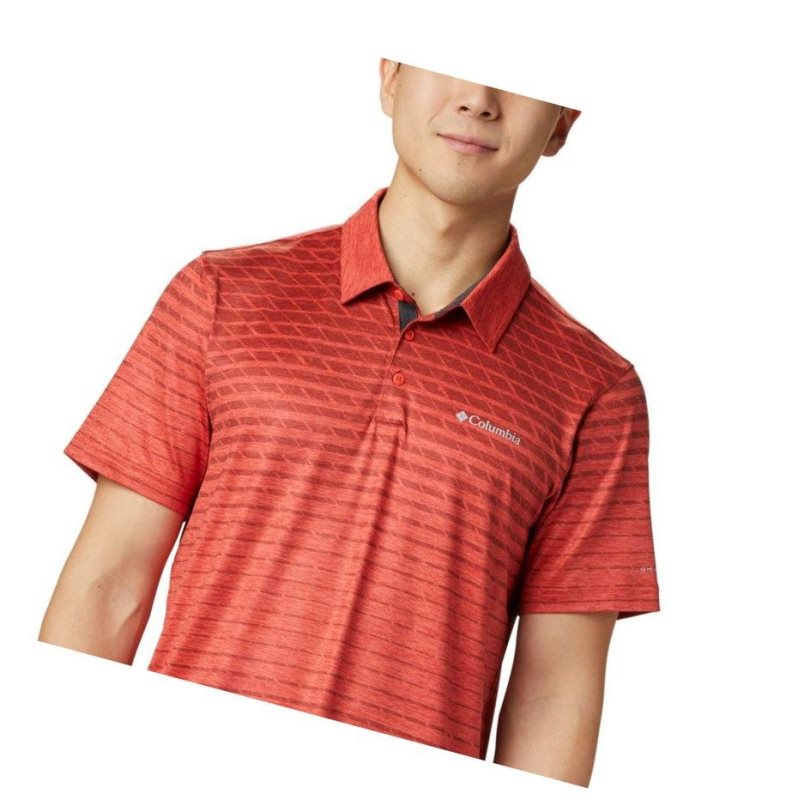 Columbia Tech Trail Print Polo Gömlek Erkek Kırmızı | 09148-HILO