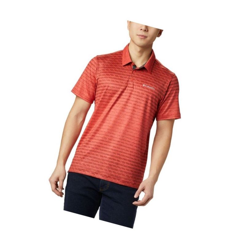 Columbia Tech Trail Print Polo Gömlek Erkek Kırmızı | 09148-HILO
